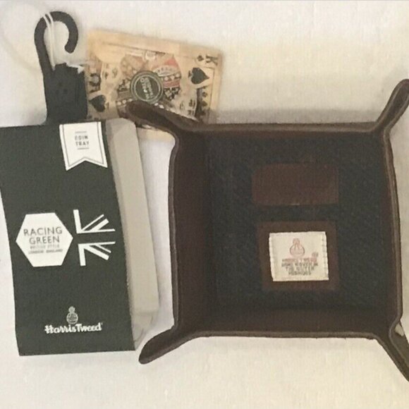 Harris Tweed Castle Bay Leather Wool Coin Valet Tray - Picture 2 of 3